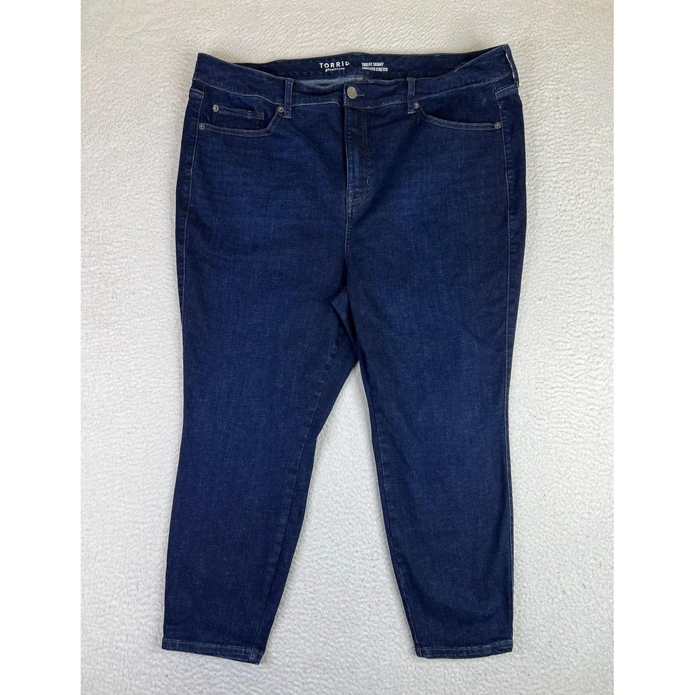 Torrid Trio Fit Skinny Jeans Womens 22S Blue Dark Wash Limitless Stretch Denim